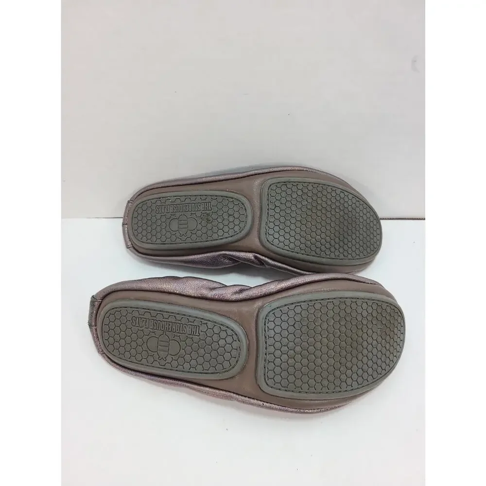 Storehouse Flats 8 Soft Leather Slip On Shoes Foldable Geaux Gunmetal Rainbow